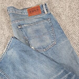 Polo Ralph Lauren Slim Fit Denim Jeans Mens Size 36x30 Light Wash Distressed